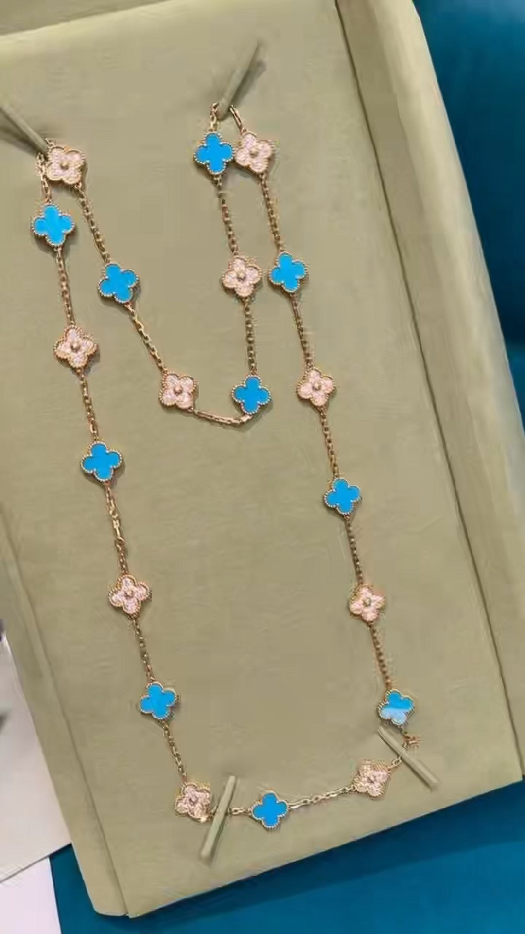 [AuraEcho Jewelry]CLOVER 20 MOTIFS TURQUOISE DIAMOND NECKLACE