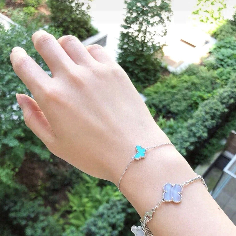 [AuraEcho Jewelry]BUTTERFLY TURQUOISE BUTTERFLY BRACELET SILVER
