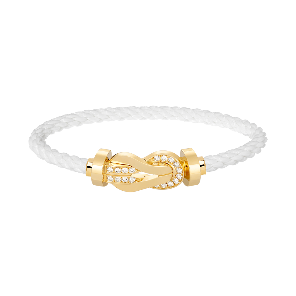 [AuraEcho Jewelry]CHANCE LARGE 8 FIGURE BUCKLE HALF DIAMOND BRACELET GOLD