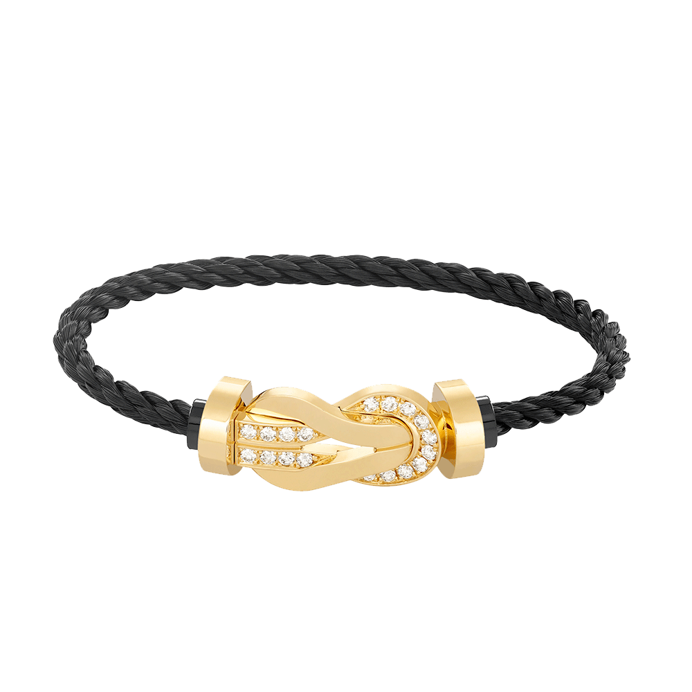 [AuraEcho Jewelry]CHANCE LARGE 8 FIGURE BUCKLE HALF DIAMOND BRACELET GOLD