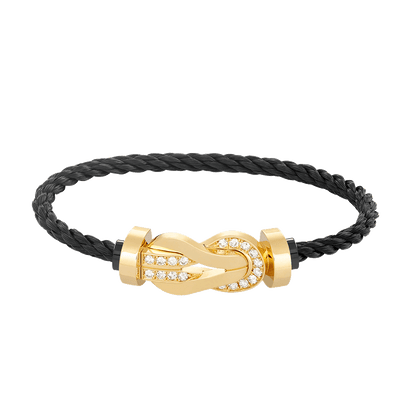 [AuraEcho Jewelry]CHANCE LARGE 8 FIGURE BUCKLE HALF DIAMOND BRACELET GOLD