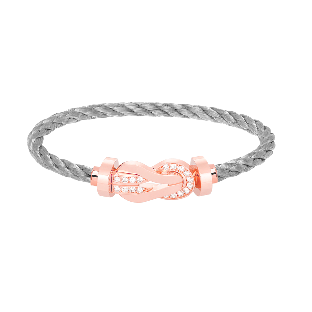 [AuraEcho Jewelry]CHANCE LARGE 8 FIGURE BUCKLE HALF DIAMOND BRACELET ROSE GOLD