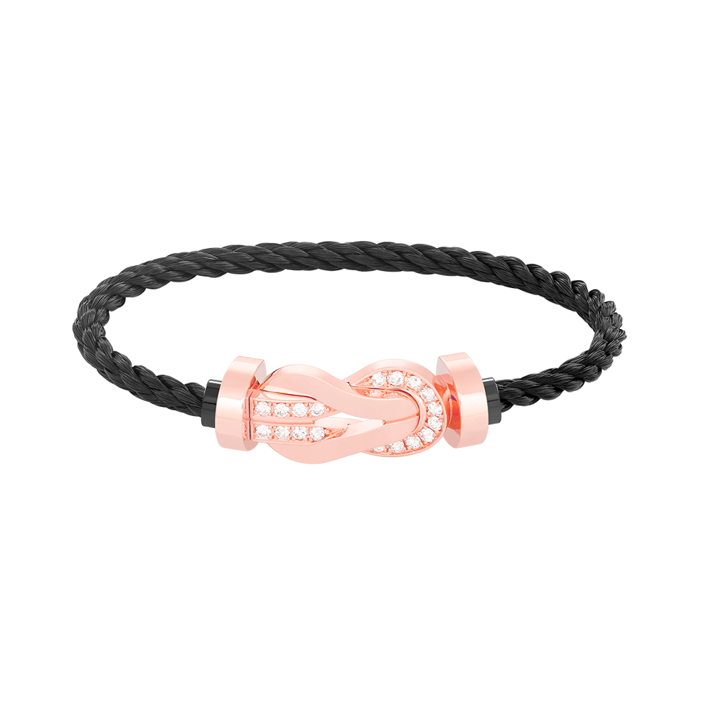 [AuraEcho Jewelry]CHANCE LARGE 8 FIGURE BUCKLE HALF DIAMOND BRACELET ROSE GOLD