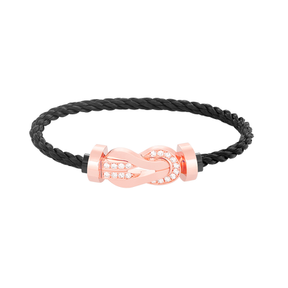 [AuraEcho Jewelry]CHANCE LARGE 8 FIGURE BUCKLE HALF DIAMOND BRACELET ROSE GOLD