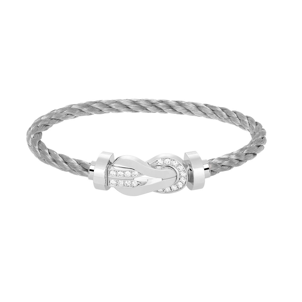 [AuraEcho Jewelry]CHANCE LARGE 8 FIGURE BUCKLE HALF DIAMOND BRACELET SILVER