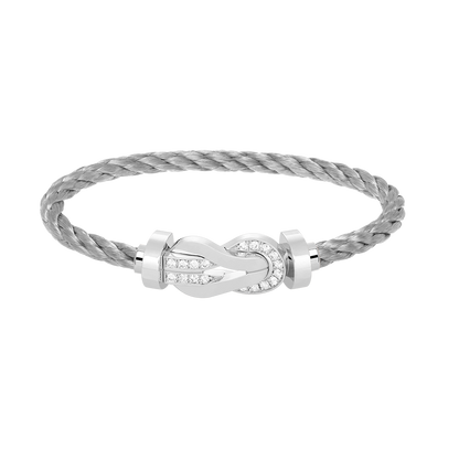 [AuraEcho Jewelry]CHANCE LARGE 8 FIGURE BUCKLE HALF DIAMOND BRACELET SILVER