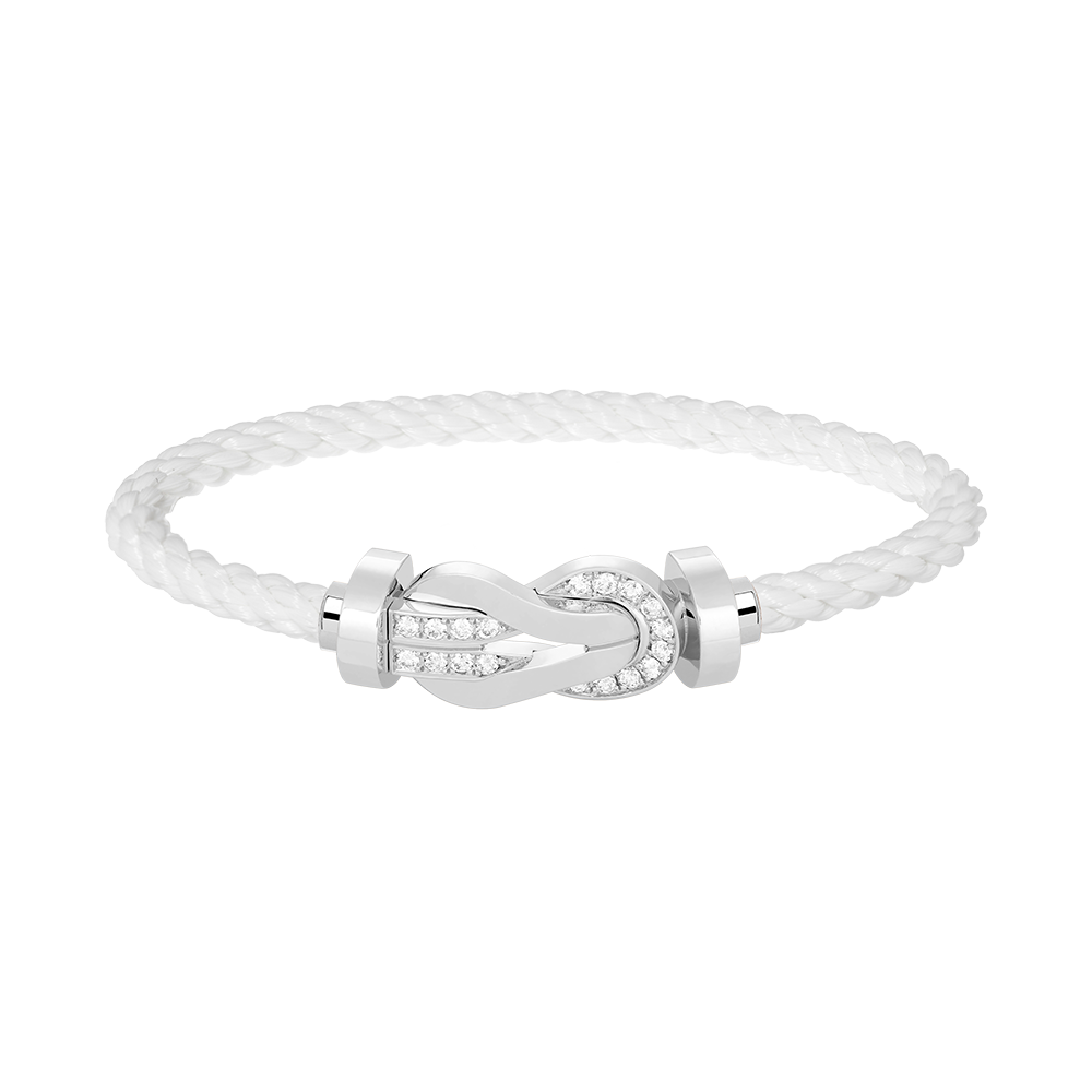 [AuraEcho Jewelry]CHANCE LARGE 8 FIGURE BUCKLE HALF DIAMOND BRACELET SILVER