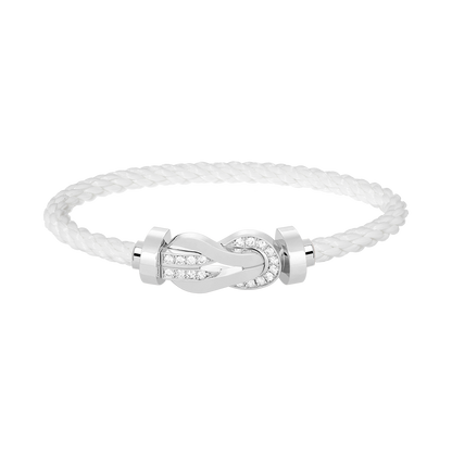[AuraEcho Jewelry]CHANCE LARGE 8 FIGURE BUCKLE HALF DIAMOND BRACELET SILVER