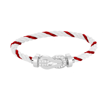 [AuraEcho Jewelry]CHANCE LARGE 8 FIGURE BUCKLE HALF DIAMOND BRACELET SILVER