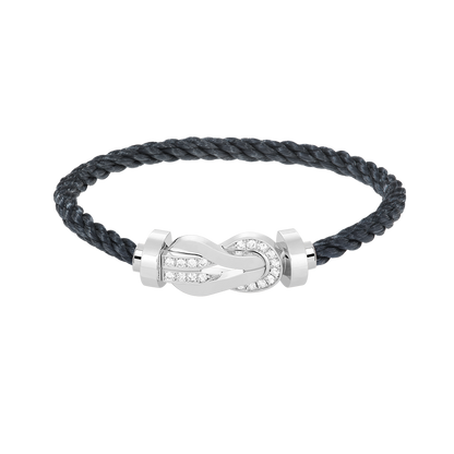 [AuraEcho Jewelry]CHANCE LARGE 8 FIGURE BUCKLE HALF DIAMOND BRACELET SILVER