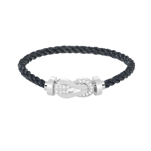 [AuraEcho Jewelry]CHANCE LARGE 8 FIGURE BUCKLE HALF DIAMOND BRACELET SILVER