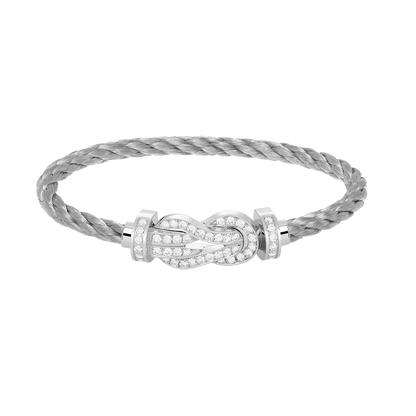 [AuraEcho Jewelry]CHANCE LARGE 8 FIGURE BUCKLE FULL DIAMOND BRACELET SILVER