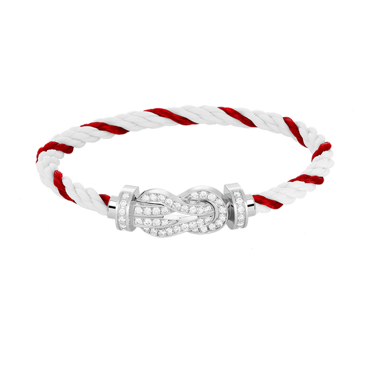 [AuraEcho Jewelry]CHANCE LARGE 8 FIGURE BUCKLE FULL DIAMOND BRACELET SILVER