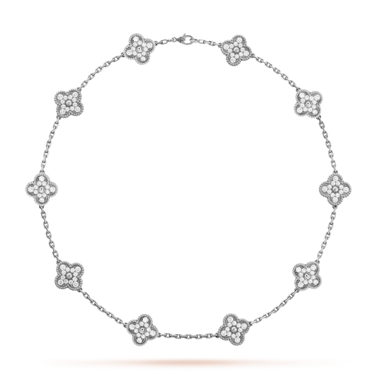 [AuraEcho Jewelry]CLOVER 10 MOTIFS  DIAMOND NECKLACE SILVER