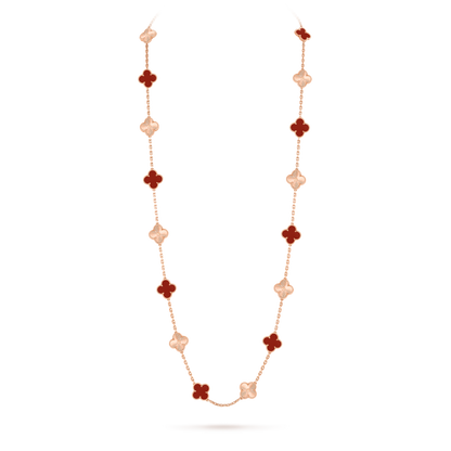 [AuraEcho Jewelry]CLOVER 20 MOTIFS CARNELIAN LASER NECKLACE