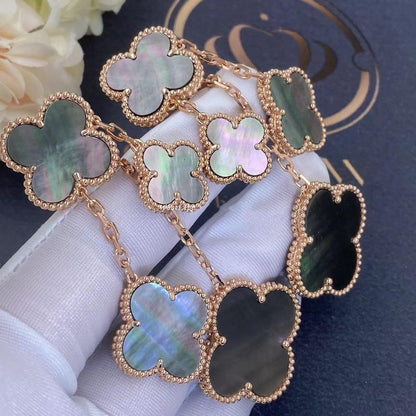 [AuraEcho Jewelry]CLOVER EARRINGS DARK MOP 4 MOTIFS ROSE GOLD