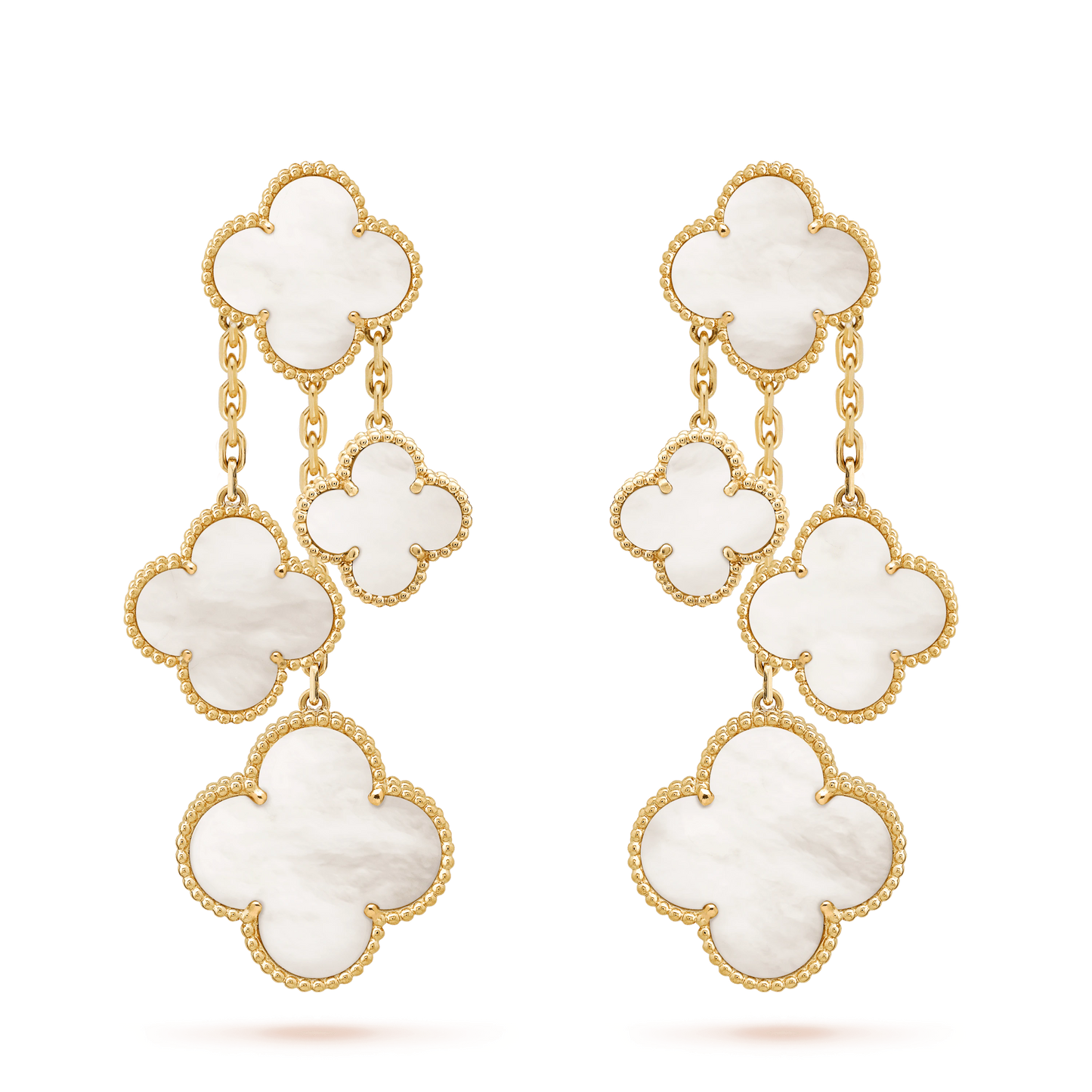 [AuraEcho Jewelry]CLOVER EARRINGS WHITE MOP 4 MOTIFS GOLD