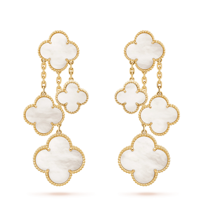 [AuraEcho Jewelry]CLOVER EARRINGS WHITE MOP 4 MOTIFS GOLD