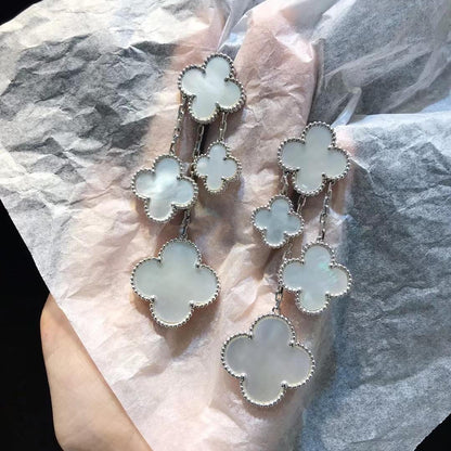 [AuraEcho Jewelry]CLOVER EARRINGS WHITE MOP 4 MOTIFS SILVER