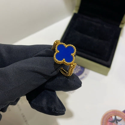 [AuraEcho Jewelry]CLOVER RIVERSIBLE BLUE AGATE RING