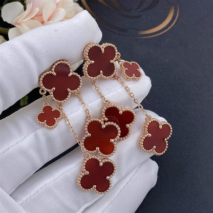 [AuraEcho Jewelry]CLOVER EARRINGS CARNELIAN 4 MOTIFS PINK GOLD