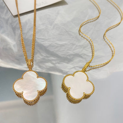 [AuraEcho Jewelry]CLOVER 25MM MOP LARGE PENDANT NECKLACE
