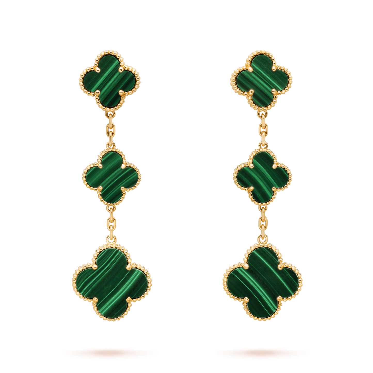 [AuraEcho Jewelry]CLOVER MALACHITE 3 MOTIFS GOLD