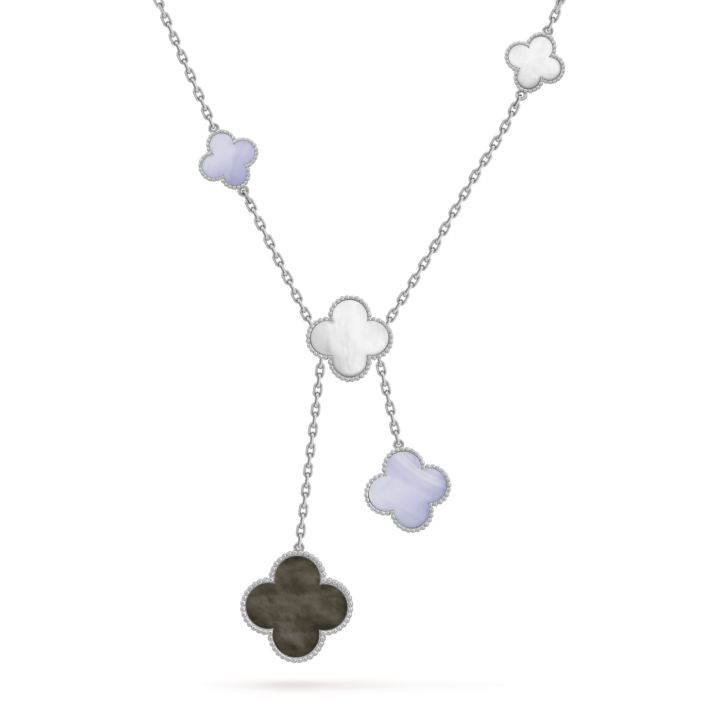 [AuraEcho Jewelry]CLOVER MOP CHALCEDONY NECKLACE SILVER 6 MOTIF