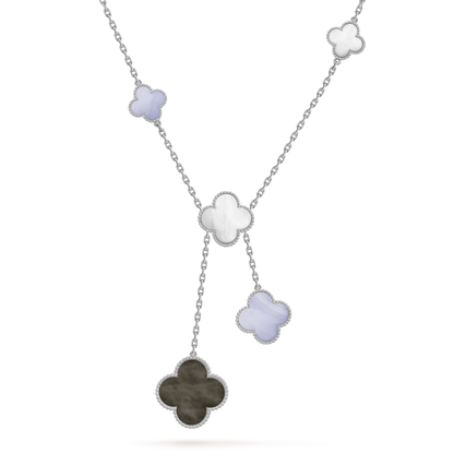 [AuraEcho Jewelry]CLOVER MOP CHALCEDONY NECKLACE SILVER 6 MOTIF