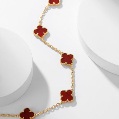 [AuraEcho Jewelry]CLOVER 10 MOTIFS CARNELIAN NECKLACE