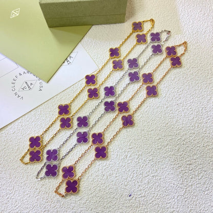 [AuraEcho Jewelry]CLOVER 10 MOTIFS PURPLE VIOLET NECKLACE
