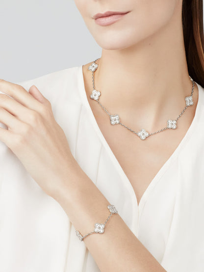 [AuraEcho Jewelry]CLOVER 10 MOTIFS  DIAMOND NECKLACE SILVER