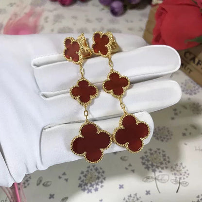 [AuraEcho Jewelry]CLOVER 3 MOTIF CARNELIAN DROP EARRINGS
