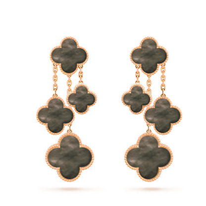 [AuraEcho Jewelry]CLOVER EARRINGS DARK MOP 4 MOTIFS ROSE GOLD