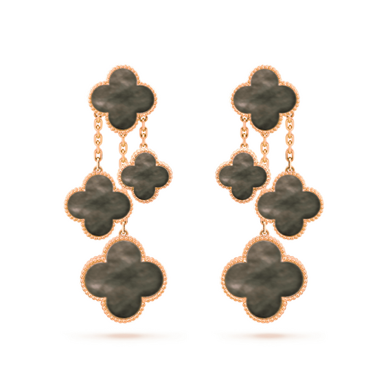 [AuraEcho Jewelry]CLOVER EARRINGS DARK MOP 4 MOTIFS ROSE GOLD