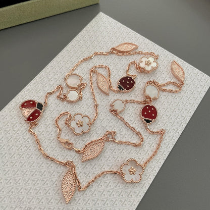 [AuraEcho Jewelry]LUCKY SPRING 15 MOTIFS ROSE GOLD NECKLACE