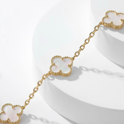 [AuraEcho Jewelry]CLOVER 10 MOTIFS WHITE MOTHER OF PEARL NECKLACE