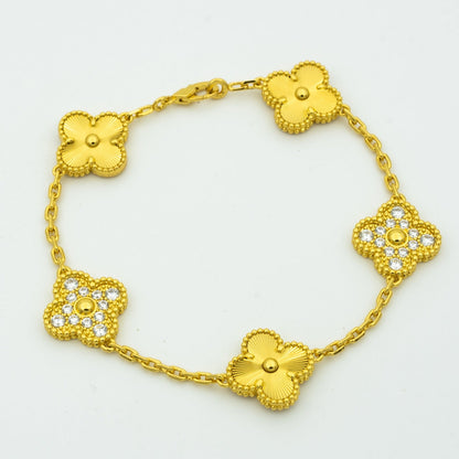[AuraEcho Jewelry]CLOVER BRACELET 5 MOTIFS GOLD DIAMOND