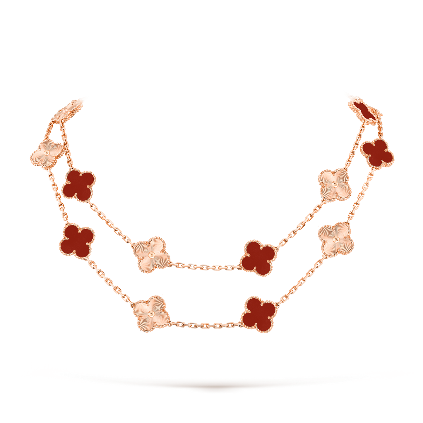 [AuraEcho Jewelry]CLOVER 20 MOTIFS CARNELIAN LASER NECKLACE