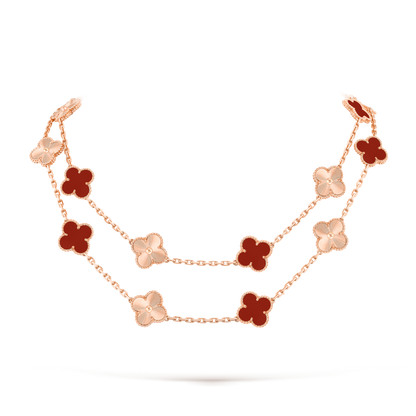 [AuraEcho Jewelry]CLOVER 20 MOTIFS CARNELIAN LASER NECKLACE