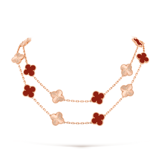 [AuraEcho Jewelry]CLOVER 20 MOTIFS CARNELIAN LASER NECKLACE