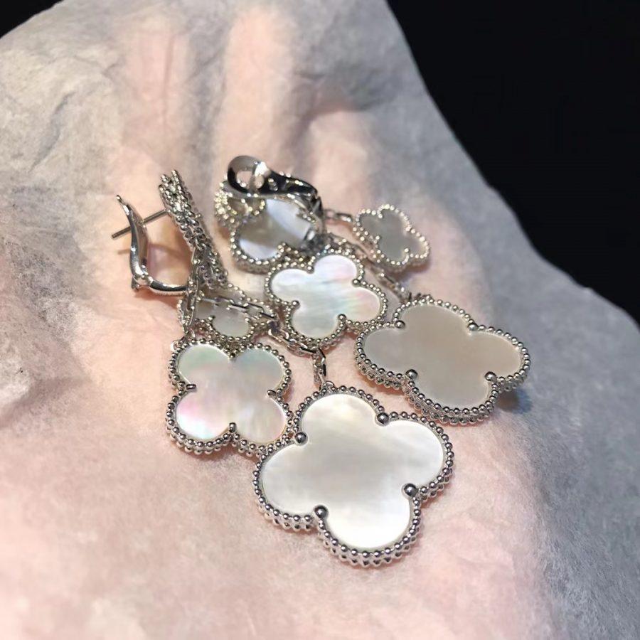 [AuraEcho Jewelry]CLOVER EARRINGS WHITE MOP 4 MOTIFS SILVER