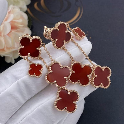 [AuraEcho Jewelry]CLOVER EARRINGS CARNELIAN 4 MOTIFS PINK GOLD
