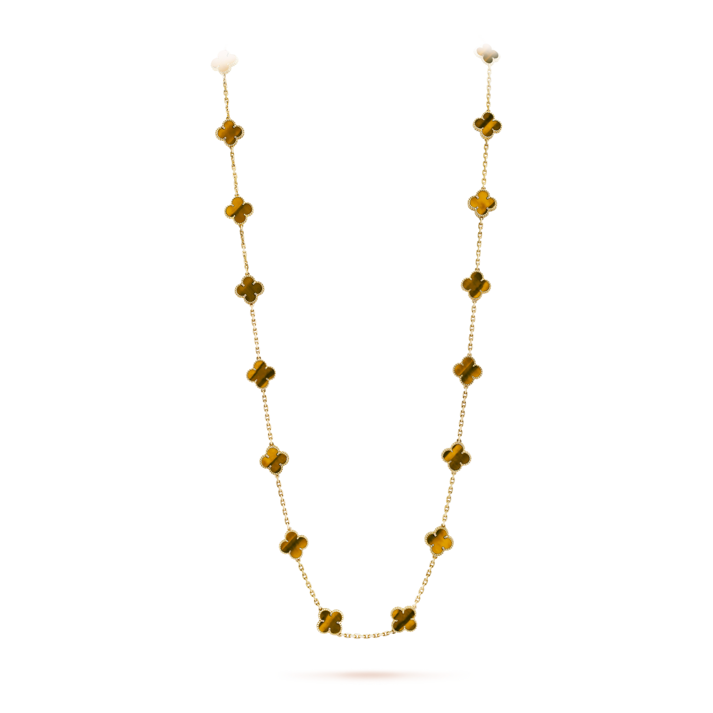 [AuraEcho Jewelry]CLOVER 20 MOTIFS TIGER EYE NECKLACE