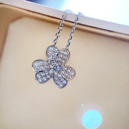 [AuraEcho Jewelry]CLOVER DIAMOND NECKLACE SILVER
