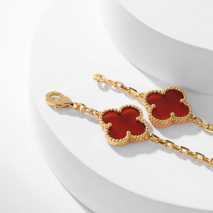 [AuraEcho Jewelry]CLOVER 10 MOTIFS CARNELIAN NECKLACE