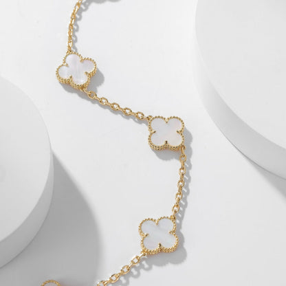 [AuraEcho Jewelry]CLOVER 10 MOTIFS WHITE MOTHER OF PEARL NECKLACE