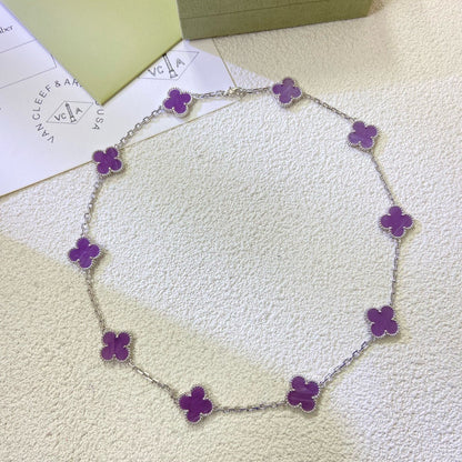 [AuraEcho Jewelry]CLOVER 10 MOTIFS PURPLE VIOLET NECKLACE