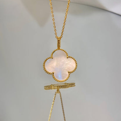 [AuraEcho Jewelry]CLOVER 25MM MOP LARGE PENDANT NECKLACE