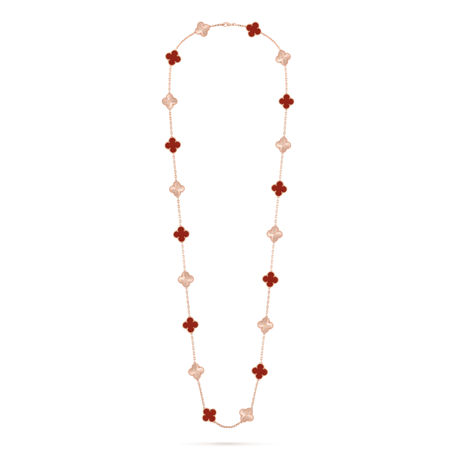 [AuraEcho Jewelry]CLOVER 20 MOTIFS CARNELIAN LASER NECKLACE